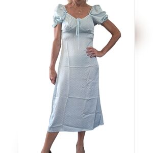 Francesca’s Miami Whimsical POLKA DOT Fairycore Pastel Satin Midi Dress Size S